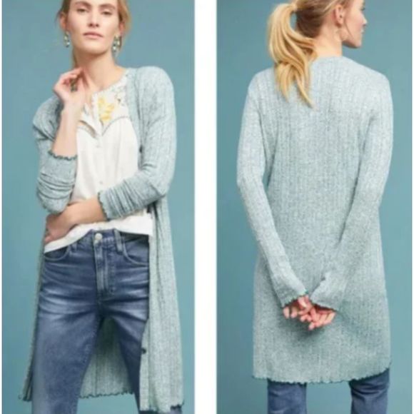 Anthropologie Akemi & Kin Heathered Chateaux Longline Duster Cardigan - Picture 1 of 16